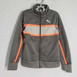 Puma Tracksuit Top Jacket Boys 4-5 Year Gray Full Zip Athletic Colorblock Soccer